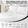 imageTribeca Living Soft Egyptian Cotton Sateen Solid Sheets and Pillowcase Set Deep Pocket 600 Thread Count 6Piece Luxury Bedding California King ClayWhite