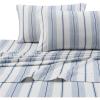 imageTribeca Living 200 GSM Stripe Printed Deep Pocket Flannel Sheet Set Twin BlueBlue