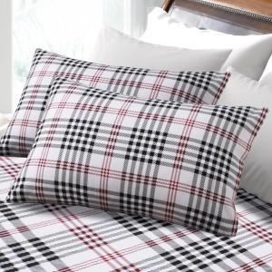 imageTribeca Living 200GSM Plaid Printed Deep Pocket Flannel Sheet Set Twin XLarge