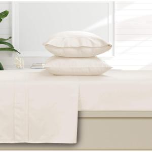 imageTribeca Living Queen Fitted Sheet Soft Egyptian Cotton Sateen Solid Sheets Extra Deep Pocket 500 Thread Count Luxury Bedding IvoryIvory