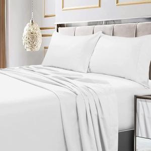imageTribeca Living Soft Egyptian Cotton Sateen Solid Sheets and Pillowcase Set Deep Pocket 600 Thread Count 6Piece Luxury Bedding California King ClayWhite