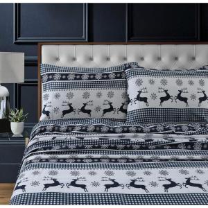imageTribeca Living 100 Cotton Flannel Sheet Set  200 GSM Deep Pocket Ultra Soft ampamp Cozy Full Deer Toile CharcoalGingham Deer