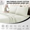 imageTribeca Living California King Bed Sheet Set Soft Egyptian Cotton Sateen Solid Sheets and Pillowcase Set Extra Deep Pocket 800 Thread Count 4Piece Luxury Bedding WhiteIvory