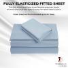 imageTribeca Living California King Bed Sheet Set Soft Egyptian Cotton Sateen Solid Sheets and Pillowcase Set Extra Deep Pocket 800 Thread Count 4Piece Luxury Bedding WhiteBlue