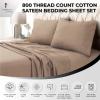 imageTribeca Living California King Bed Sheet Set Soft Egyptian Cotton Sateen Solid Sheets and Pillowcase Set Extra Deep Pocket 800 Thread Count 4Piece Luxury Bedding WhiteCaf