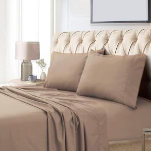 imageTribeca Living California King Bed Sheet Set Soft Egyptian Cotton Sateen Solid Sheets and Pillowcase Set Extra Deep Pocket 800 Thread Count 4Piece Luxury Bedding WhiteCaf