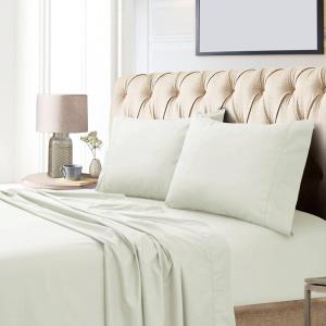 imageTribeca Living California King Bed Sheet Set Soft Egyptian Cotton Sateen Solid Sheets and Pillowcase Set Extra Deep Pocket 800 Thread Count 4Piece Luxury Bedding WhiteIvory