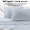 imageTribeca Living Bed Sheet Set Soft Egyptian Cotton Sateen Solid Sheets and Pillowcase Set Extra Deep Pocket 600 Thread Count 4Piece Luxury Bedding California King ClaySky Blue
