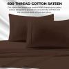 imageTribeca Living Soft Egyptian Cotton Sateen Solid Pillowcase Set Extra Deep Pocket 600 Thread Count Bed Sheet Cal King ChocolateChocolate
