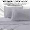 imageTribeca Living Soft Egyptian Cotton Sateen Solid Pillowcase Set Extra Deep Pocket 600 Thread Count Bed Sheet Cal King WhiteSilver Grey