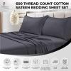 imageTribeca Living Soft Egyptian Cotton Sateen Solid Pillowcase Set Extra Deep Pocket 600 Thread Count Bed Sheet Cal King WhiteSteel