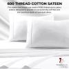 imageTribeca Living Soft Egyptian Cotton Sateen Solid Pillowcase Set Extra Deep Pocket 600 Thread Count Bed Sheet Cal King WhiteWhite