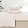 imageTribeca Living Solid Sheets Set Soft Egyptian Cotton Sateen Deep Pocket Bedsheets and Matching Pillowcases 500 Thread Count 4Piece Luxury Bedding California King CafeIvory
