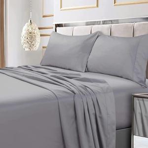 imageTribeca Living Soft Egyptian Cotton Sateen Solid Pillowcase Set Extra Deep Pocket 600 Thread Count Bed Sheet Cal King ChocolateSilver Grey