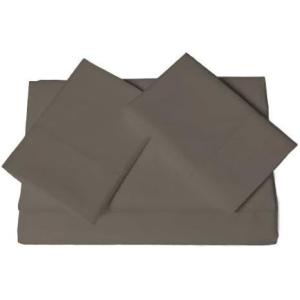 imageTribeca Living Soft Egyptian Cotton Sateen Solid Pillowcase Set Extra Deep Pocket 600 Thread Count Bed Sheet Cal King WhiteDark Grey