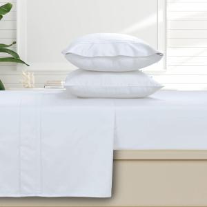 imageTribeca Living Solid Sheets Set Soft Egyptian Cotton Sateen Deep Pocket Bedsheets and Matching Pillowcases 500 Thread Count 4Piece Luxury Bedding California King CafeWhite