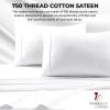imageTribeca Living California King Bed Sheet Set Soft Cotton Sateen Solid Sheets and Pillowcase Set Deep Pocket 750 Thread Count 4Piece Luxury Bedding Navy BlueWhite