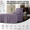 imageTribeca Living California King Bed Sheet Set Soft Cotton Sateen Solid Sheets and Pillowcase Set Deep Pocket 750 Thread Count 4Piece Luxury Bedding Navy BlueLavender