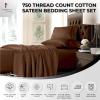 imageTribeca Living California King Bed Sheet Set Soft Cotton Sateen Solid Sheets and Pillowcase Set Deep Pocket 750 Thread Count 4Piece Luxury Bedding Navy BlueChocolate