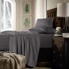 imageTribeca Living California King Bed Sheet Set Soft Cotton Sateen Solid Sheets and Pillowcase Set Deep Pocket 750 Thread Count 4Piece Luxury Bedding Navy BlueTaupe
