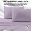 imageTribeca Living California King Bed Sheet Set Soft Cotton Sateen Solid Sheets and Pillowcase Set Deep Pocket 750 Thread Count 4Piece Luxury Bedding Navy BlueLavender