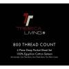 imageTribeca Living Egyptian Cotton Sateen 800 Thread Count Hemstitched Deep Pocket Sheet Set King Blue