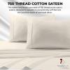 imageTribeca Living King Bed Sheet Set Soft Cotton Sateen Solid Sheets and Pillowcase Set Extra Deep Pocket 750 Thread Count 4Piece Luxury Bedding WhiteBone