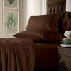 imageTribeca Living King Bed Sheet Set Soft Cotton Sateen Solid Sheets and Pillowcase Set Extra Deep Pocket 750 Thread Count 4Piece Luxury Bedding WhiteChocolate