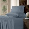 imageTribeca Living King Bed Sheet Set Soft Cotton Sateen Solid Sheets and Pillowcase Set Extra Deep Pocket 750 Thread Count 4Piece Luxury Bedding WhiteDusty Blue