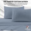 imageTribeca Living King Bed Sheet Set Soft Cotton Sateen Solid Sheets and Pillowcase Set Extra Deep Pocket 750 Thread Count 4Piece Luxury Bedding WhiteDusty Blue