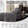 imageTribeca Living King Bed Sheet Set Soft Cotton Sateen Solid Sheets and Pillowcase Set Extra Deep Pocket 750 Thread Count 4Piece Luxury Bedding WhiteGray