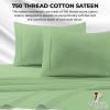 imageTribeca Living King Bed Sheet Set Soft Cotton Sateen Solid Sheets and Pillowcase Set Extra Deep Pocket 750 Thread Count 4Piece Luxury Bedding WhiteMellow Green