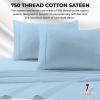 imageTribeca Living King Bed Sheet Set Soft Cotton Sateen Solid Sheets and Pillowcase Set Extra Deep Pocket 750 Thread Count 4Piece Luxury Bedding WhiteSky Blue