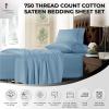 imageTribeca Living King Bed Sheet Set Soft Cotton Sateen Solid Sheets and Pillowcase Set Extra Deep Pocket 750 Thread Count 4Piece Luxury Bedding WhiteSky Blue