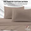 imageTribeca Living King Bed Sheet Set Soft Cotton Sateen Solid Sheets and Pillowcase Set Extra Deep Pocket 750 Thread Count 4Piece Luxury Bedding WhiteTaupe