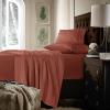 imageTribeca Living King Bed Sheet Set Soft Cotton Sateen Solid Sheets and Pillowcase Set Extra Deep Pocket 750 Thread Count 4Piece Luxury Bedding WhiteTerra Cotta