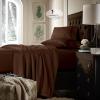 imageTribeca Living King Bed Sheet Set Soft Cotton Sateen Solid Sheets and Pillowcase Set Extra Deep Pocket 750 Thread Count 4Piece Luxury Bedding WhiteChocolate