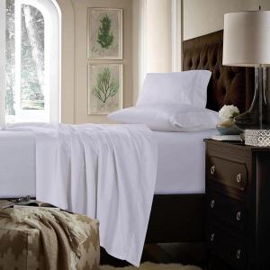 imageTribeca Living California King Bed Sheet Set Soft Cotton Sateen Solid Sheets and Pillowcase Set Deep Pocket 750 Thread Count 4Piece Luxury Bedding Navy BlueWhite