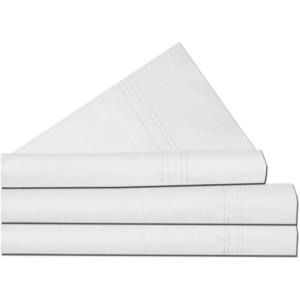 imageTribeca Living California King Bed Sheet Set Soft Egyptian Cotton Sateen Solid Sheets and Pillowcase Set Deep Pocket 500 Thread Count 6Piece Luxury Bedding WhiteWhite