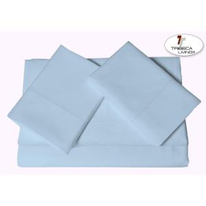 imageTribeca Living Egyptian Cotton Sateen 800 Thread Count Hemstitched Deep Pocket Sheet Set King Blue