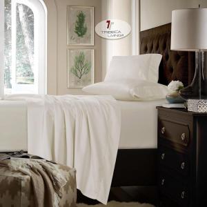 imageTribeca Living King Bed Sheet Set Soft Cotton Sateen Solid Sheets and Pillowcase Set Extra Deep Pocket 750 Thread Count 4Piece Luxury Bedding WhiteIvory