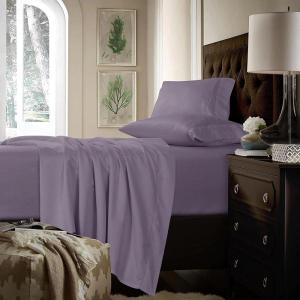 imageTribeca Living King Bed Sheet Set Soft Cotton Sateen Solid Sheets and Pillowcase Set Extra Deep Pocket 750 Thread Count 4Piece Luxury Bedding WhiteLavender