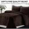 imageTribeca Living Oversized Velvet Quilt 3Piece Queen Bed Set 260GSM Soft Quilted Velvet Includes One Quilt ampamp Two Shams TealChocolate