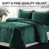 imageTribeca Living Oversized Velvet Quilt 3Piece Queen Bed Set 260GSM Soft Quilted Velvet Includes One Quilt ampamp Two Shams TealTeal