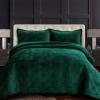 imageTribeca Living Oversized Velvet Quilt 3Piece Queen Bed Set 260GSM Soft Quilted Velvet Includes One Quilt ampamp Two Shams TealEmerald Green