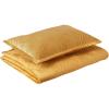 imageTribeca Living Oversized Velvet Quilt 3Piece Queen Bed Set 260GSM Soft Quilted Velvet Includes One Quilt ampamp Two Shams TealGold