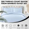 image300 Thread Count Rayon from Bamboo Oversized Duvet Cover Set Queen Blue