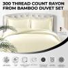 image300 Thread Count Rayon from Bamboo Oversized Duvet Cover Set Queen Ivory