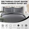 imageTribeca Living 300 Thread Count Rayon from Bamboo Oversized Duvet Cover Set Queen Grey Steel Grey BAM300DUVQUST