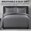 imageTribeca Living 300 Thread Count Rayon from Bamboo Oversized Duvet Cover Set Queen Grey Steel Grey BAM300DUVQUST